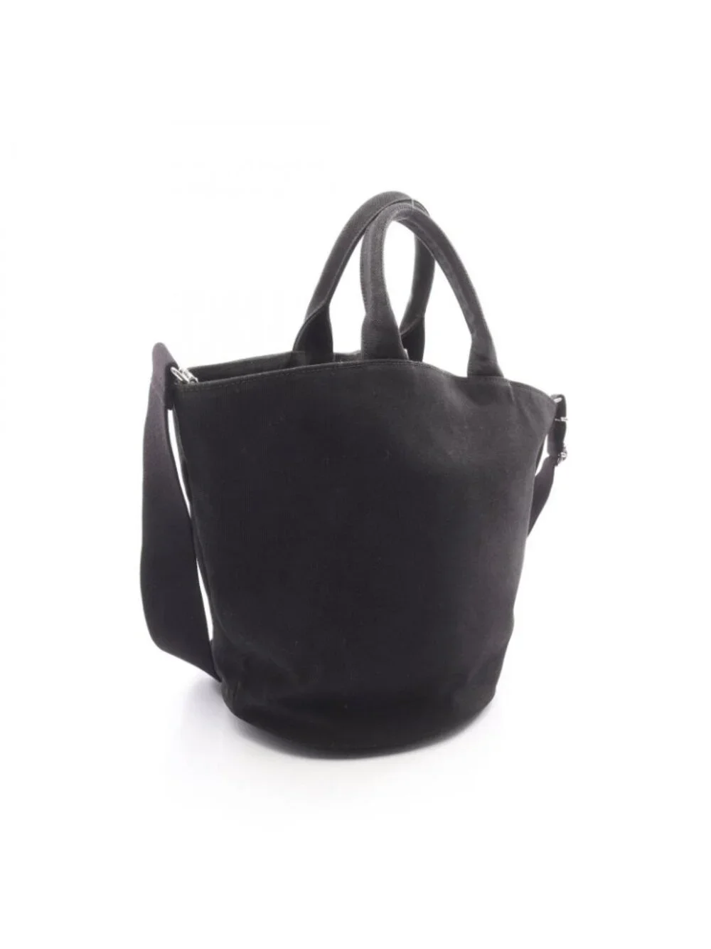 Prada Lada Handbag Canapa Black Canvas Baketsushape 2-Way Tote - Picture 2 of 14